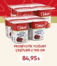 Çeker Probiyotik Yoğurt Çeşitleri 4X100 Gr