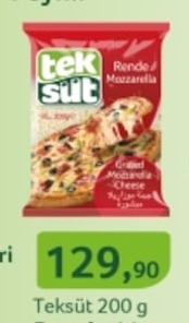 Tek Süt Rendelenmiş Mozzarella Peyniri 200G