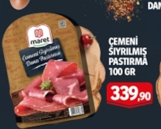 Maret Çemeni Sıyırmış Dana Pastırma 100 Gr