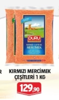Duru Kırmızı Mercimek Çeşitleri 1 Kg