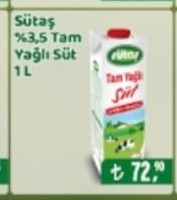Sütaç %3,5 Tam Yağlı Süt 1L