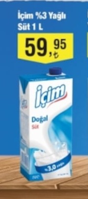 İçim %3 Yağlı Süt 1 L