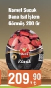 Namet Sucuk Dana Isıl İşlem Görmüş 200 Gr
