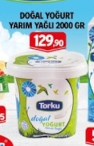 Torku Doğal Yoğurt Yarım Yağlı 2000 Gr