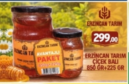 Erzincan Tarım Çiçek Balı 850 Gr+225 Gr