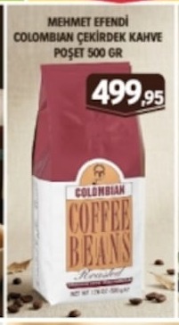 Mehmet Efendi Colombian Çekirdek Kahve Poşet 500 Gr