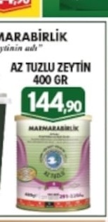 Marmarabirlik Az Tuzlu Zeytin 400 Gr
