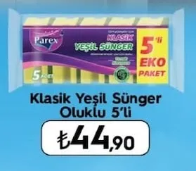 Parex Klasik Yeşil Sünger Oluklu 5'Li