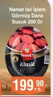Namet Isıl İşlem Görmüş Dana Sucuk 200 Gr