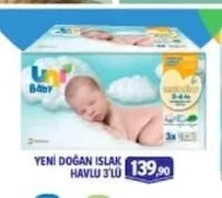 Uni Baby Yeni Doğan Islak Havlu 3'Lü