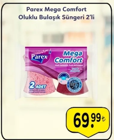Parex Mega Comfort Oluklu Bulaşık Süngeri 2'Li