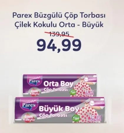 Parex Büzgülü Çöp Torbası Çilek Kokulu Orta - Büyük