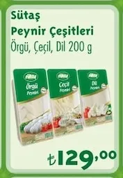 Sütaş Peynir Çeşitleri Örgü, Seçil, Dil 200 G