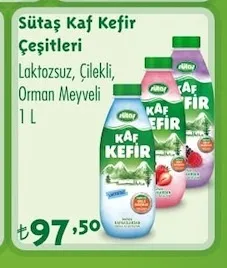 Sütaş Kaf Kefir Çeşitleri Laktozsuz, Çilekli, Orman Meyveli 1 L
