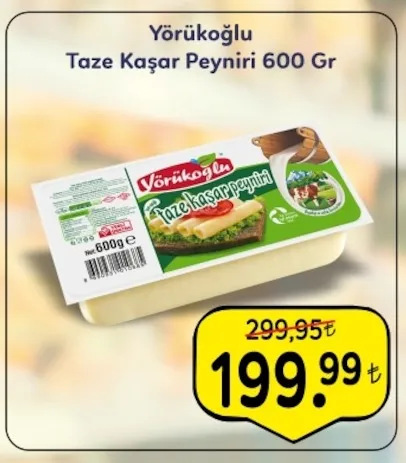 Yörükoğlu Taze Kaşar Peyniri 600 Gr
