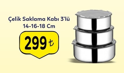 Çelik Saklama Kabı 3'Lü