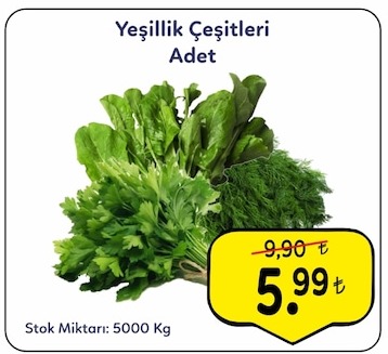 Yeşillik Çeşitleri Adet