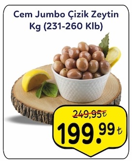 Cem Jumbo Çizik Zeytin Kg (231-260 Klb)