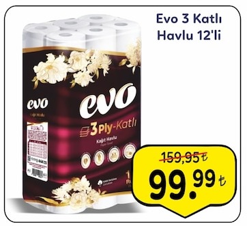 Evo 3 Katlı Havlu 12'Li