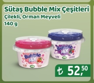 Sütaş Bubble Mix Çeşitleri Çilekli, Orman Meyveli 140 G