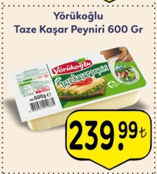 Yörükoğlu Taze Kaşar Peyniri 600 Gr