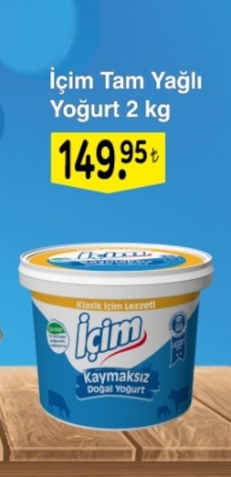 İçim Tam Yağlı Yoğurt 2 Kg