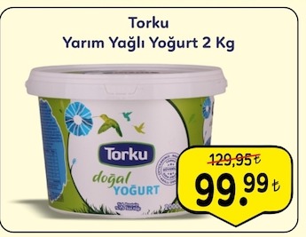 Torku Yarım Yağlı Yoğurt 2 Kg