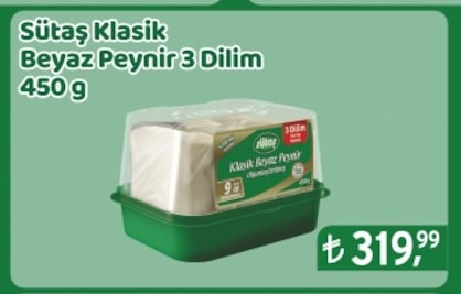 Sütaş Klasik Beyaz Peynir 3 Dilim 450 G