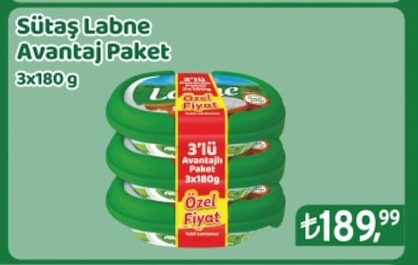 Sütaş Labne Avantaj Paket 3X180 G