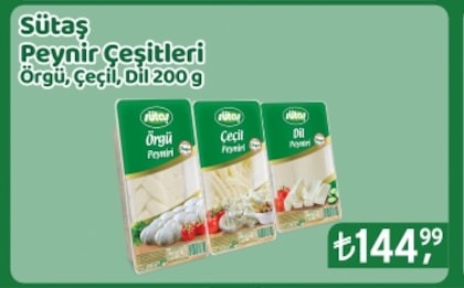 Sütaş Peynir Çeşitleri Örgü, Çeçil, Dil 200 G