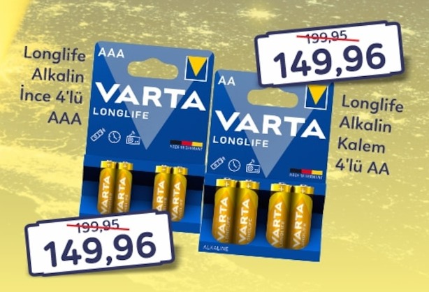 Varta Longlife Alkin İnce 4'Lü Aaa