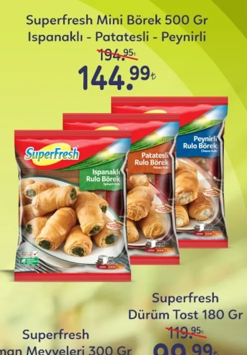 Superfresh Mini Börek 500 Gr Ispanaklı - Patatesli - Peynirli