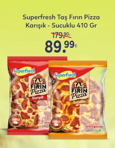 Superfresh Taş Fırın Pizza Karışık - Sucuklu 410 Gr