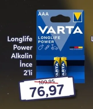 Varta Longlife Power Alkalin İnce 2'Li Aaa