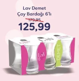 Lav Demet Çay Bardağı 6'Lı
