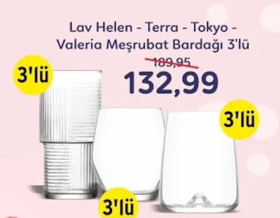 Lav Helen - Terra - Tokyo - Valeria Meşrubat Bardağı 3'Lü