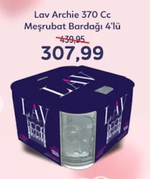 Lav Archie 370 Cc Meşrubat Bardağı 4'Lü