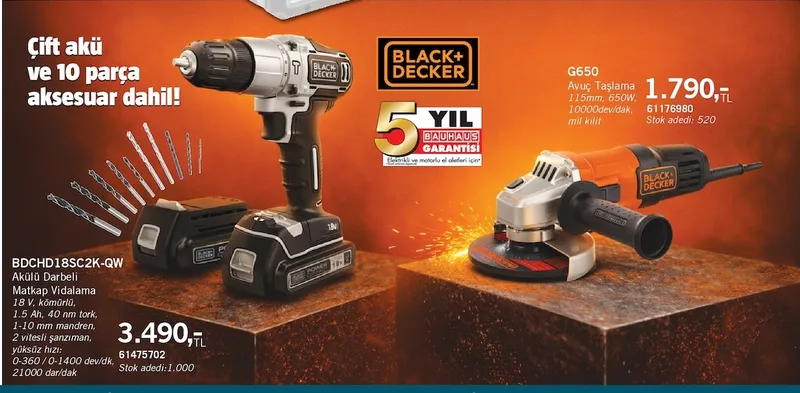 Black+Decker Bdchd18Sc2K-Qw Akülü Darbeli Matkap Vidalama 1.8 V, Kömürlü