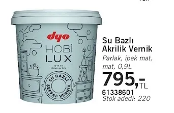 Dyo Su Bazlı Akrilik Vernik 0.9L