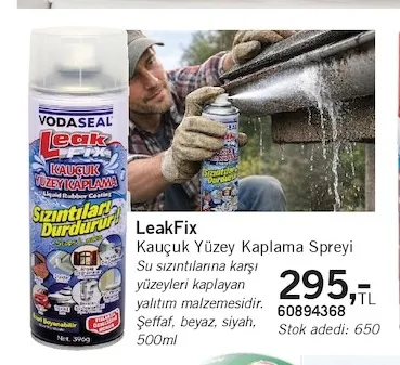 Vodaseal Leakfix Kauçuk Yüzey Kaplama Spreyi 500Ml