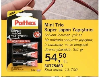 Pattex Mini Trio Süper Japon Yapıştırıcı 3X1 Gr