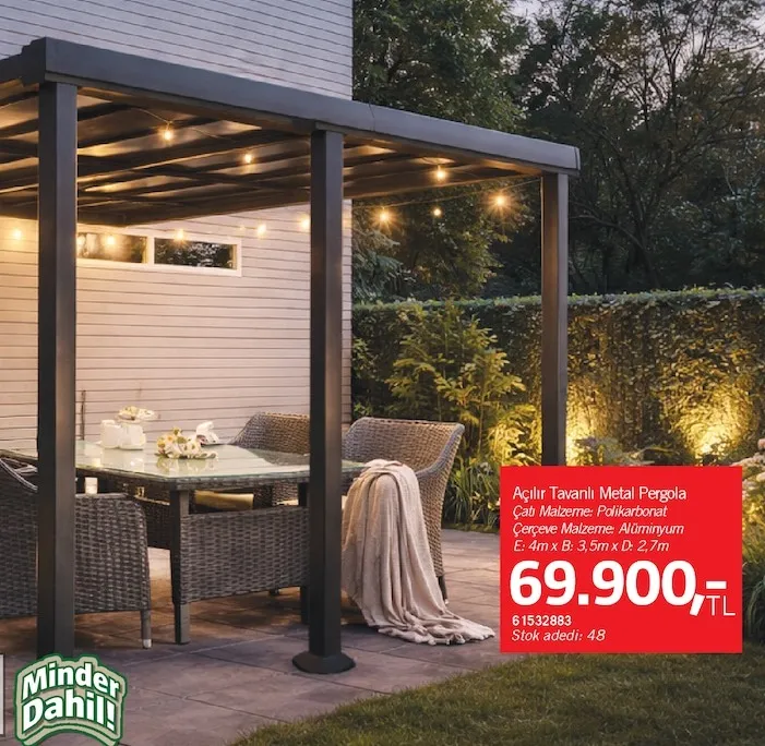 Açılır Tavanlı Metal Pergola