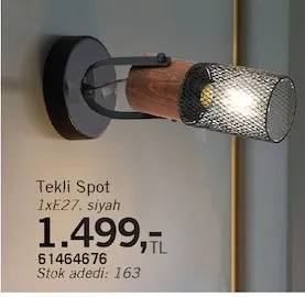 Tekli Spot 1Xe27, Siyah