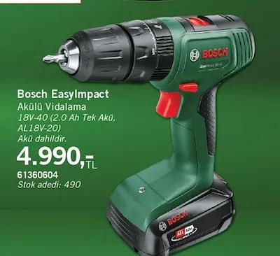 Bosch Easyimpact Akülü Vidalama 18V-40 (2.0 Ah Tek Akü, Al18V-20)