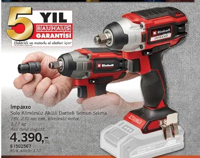 Einhell Impaxxo Solo Kömürsüz Akülü Darbeli Somun Sıkma 1.17 Kg