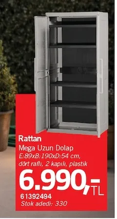 Rattan Mega Uzun Dolap