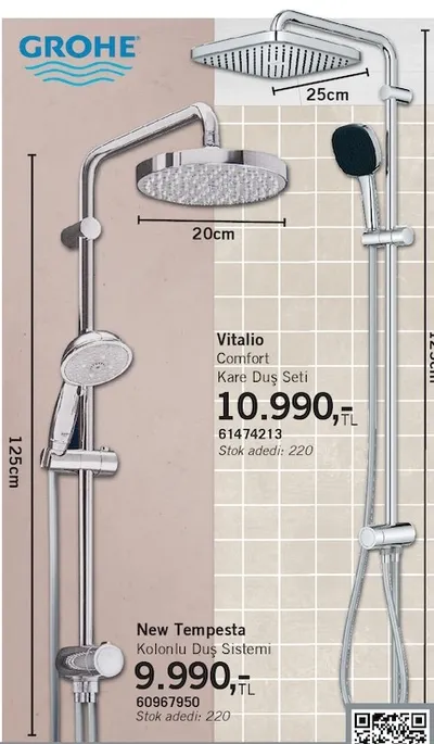 Grohe Vitalio Comfort Kare Duş Seti