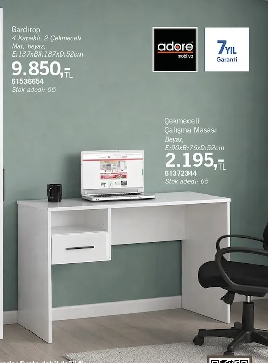 Gardırop 4 Kapaklı, 2 Çekmeceli