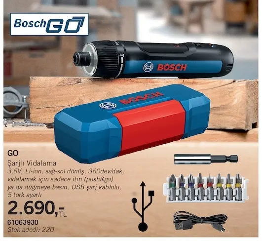 Bosch Go Şarjlı Vidalama 5 Tork Ayarlı