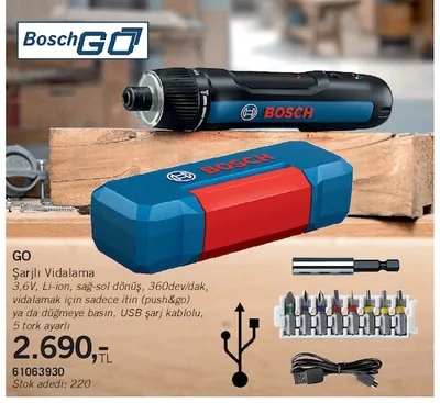 Bosch Go Şarjlı Vidalama 5 Tork Ayarlı